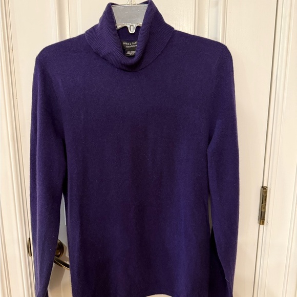 Cashmere Lord & Taylor Deep Purple  Turtleneck Sweater - Picture 8 of 11